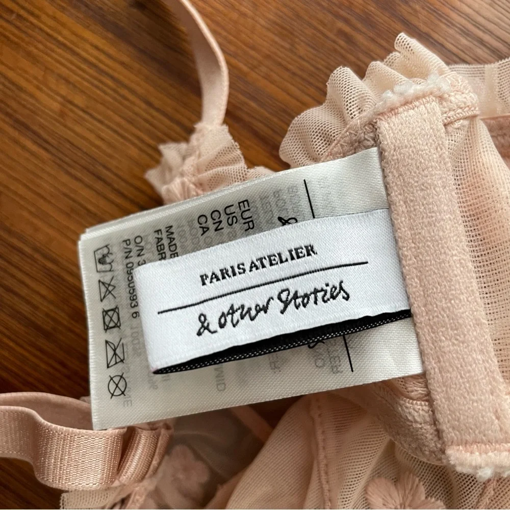 & Other Stories Pink Nude Bra Sheer Underwire 32B Front Closure - Picture 7 of 8